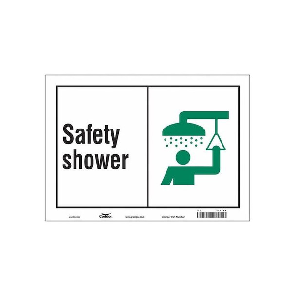 Safety Shower, 14 in W x 10 in H, Horizontal Rectangle, Vinyl, 471A08