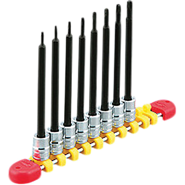 1/4"sq. Long T-Type Torx bit Socket Set for Tamper Resistance Fasteners (8pcs.) TBT2L08TH