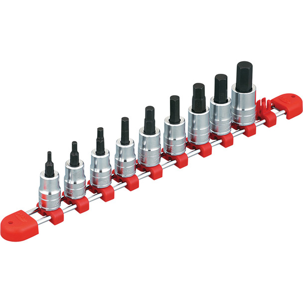 3/8"sq. HEX. BIT SOCKET SET (9pcs.) TBT3S09H