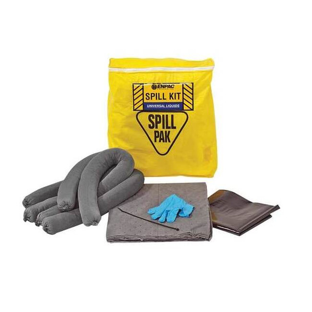 Spill Kit, 3 gal Volume Absorbed per Kit, 5 gal Capacity, Bag, Yellow, 22