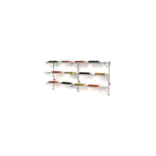 Wine Bottle Rack - Double Wide 6 Shelf Wall Mount 78 Bottle 96""W x 14""D x 34""
