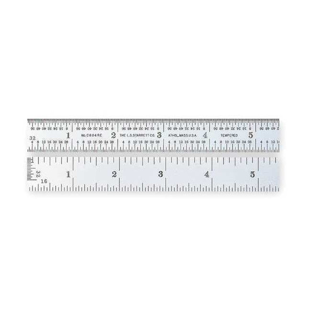 Starrett Steel Rule,Semi-Flexible,6 In,4R Grad C304SRE-6