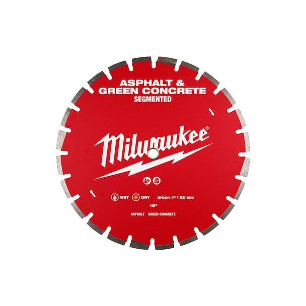 Milwaukee Tool 16" Asphalt & Green Concrete Segmented Diamond Blade 49-93-7245