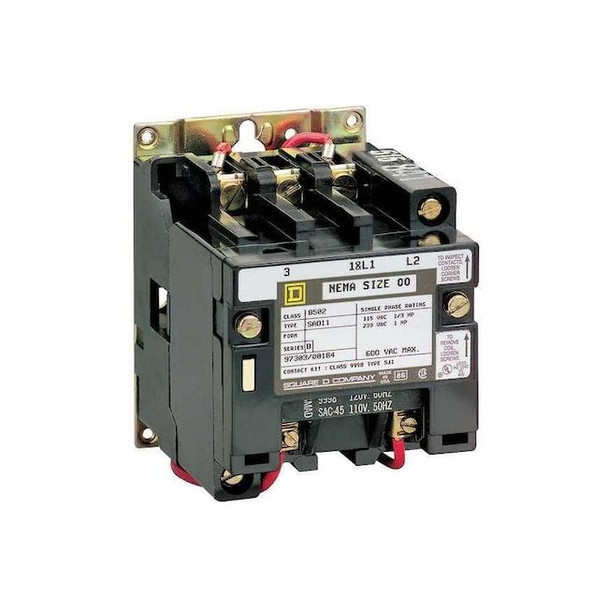 Square D 240VAC Non-Reversing Magnetic Contactor 3P 18A NEMA 0 8502SBO2V03
