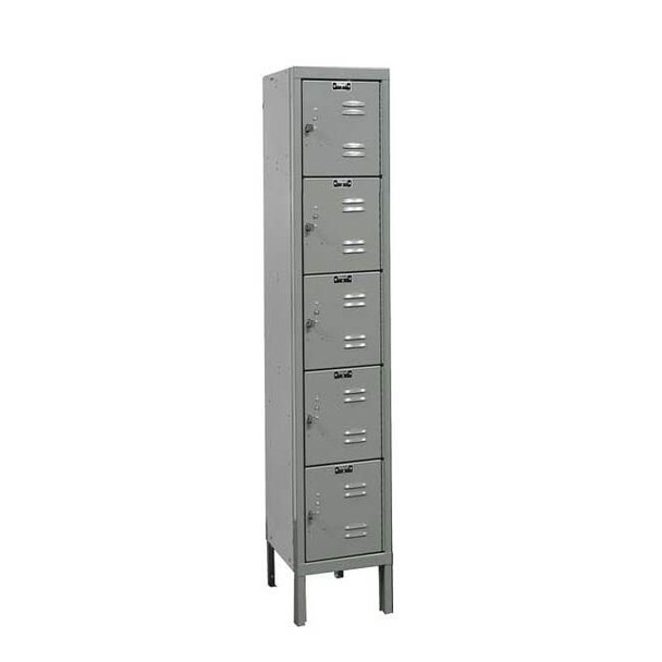 Box Locker, 12 in W, 18 in D, 66 in H, (1) Wide, (5) Tier, Dark Gray