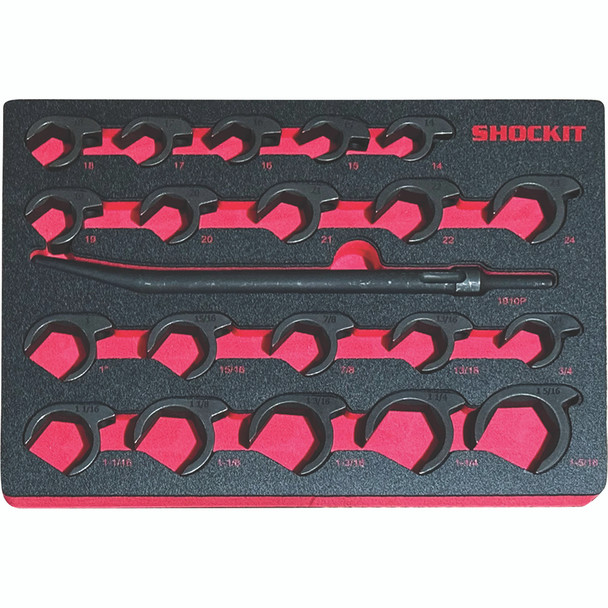 25-Piece SAE/METRIC Shockit Line Wrench Set - Automotive/Hydraulic Line Fittings In Foam Tray LT1935FM