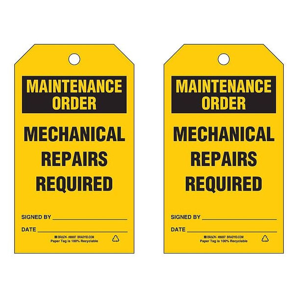 Maintenance Order, Mechanical Repairs Required, 5 3/4 in x 3 in, , , 86697