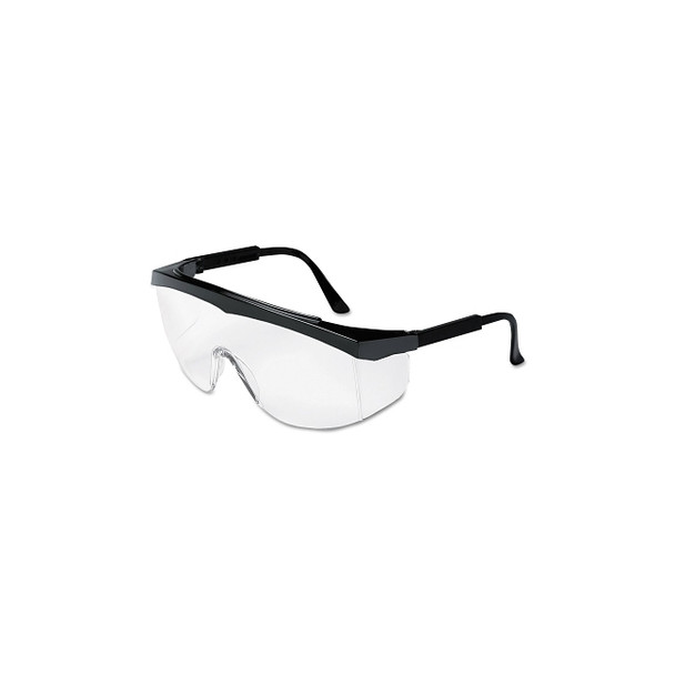 Stratos Spectacles, Clear Lens, Polycarbonate, Uncoated, Black Frame, Nylon