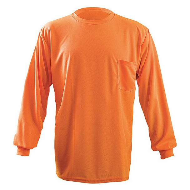 Unisex Long Sleeve T-Shirt, Polyester, Pullover, Orange, L