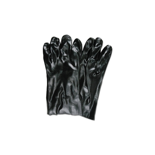 Economy Dipped PVC Gloves, 10 in L, Large, Black Pack of 12