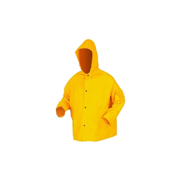 200JH Classic Series Yellow Rain Jacket with Attached Hood, 0.35 mm, PVC/Polyester, 2X-Large
