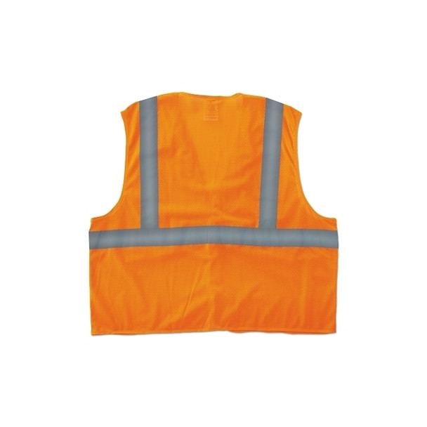 GloWear® Safety Vest, 8205HL, Mesh, Class 2, Type R, 2 in Reflective Tape, Hook and Loop, Large/X-Large, Orange Pack of 6