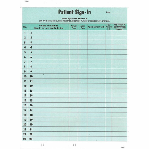 Tabbies  Patient Sign-in Form 14532