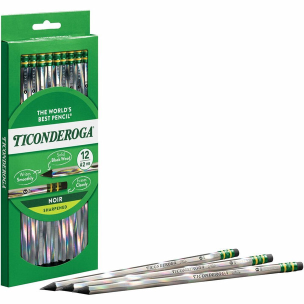 Ticonderoga Noir Pre-Sharpened No. 2 Pencils - Black Lead - #2 - 1 Dozen