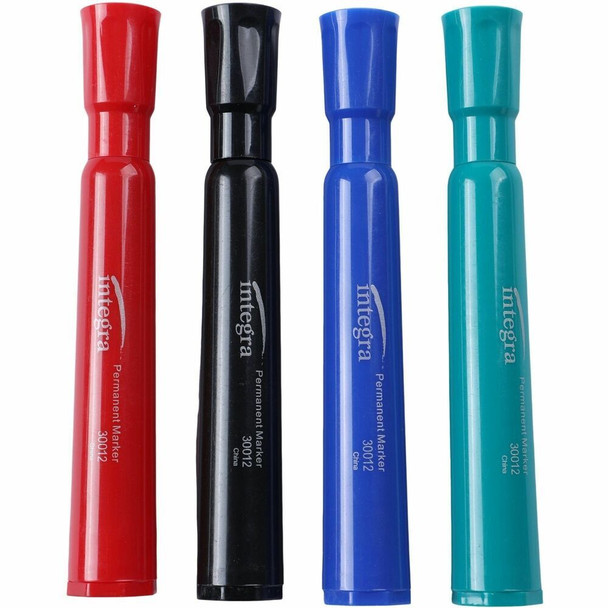 Integra Permanent Chisel Markers - Chisel Marker Point - Assorted Ink - 4 / Set