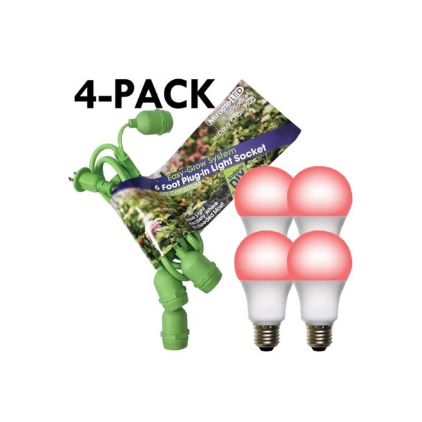 Grow LED Light Cord System 4 Socket & LED Red Grow Light Kit 20 Pcs Kit, PK4