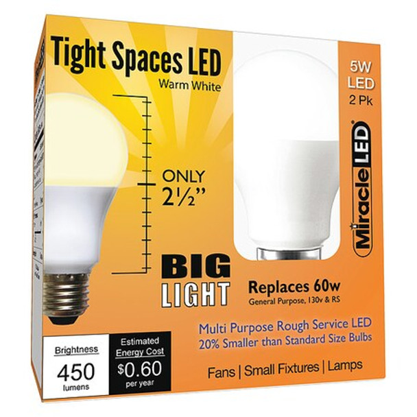 Miracle Led LED,5 W,A15,Medium Screw (E26),PK2 602189