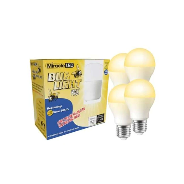 Bug Light MAX Yellow Amber Glow Replace 100w for Porch & Patio,PK4