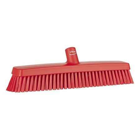 Vikan 16 1/2 in Sweep Face Broom Head, Soft/Stiff Combination, Red 31754