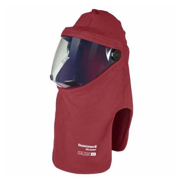 Arc Flash Hood, 4 PPE CAT, 40 cal/sq cm, Polycarbonate Window, Red