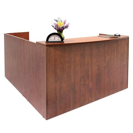Reception Desk Legacy Single Pedestal Reception Desk,Ch, Cherry