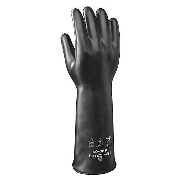 Chemical Resistant Gloves, Butyl, Viton(R), Smooth Full, Beaded, Black, L, 1 PR