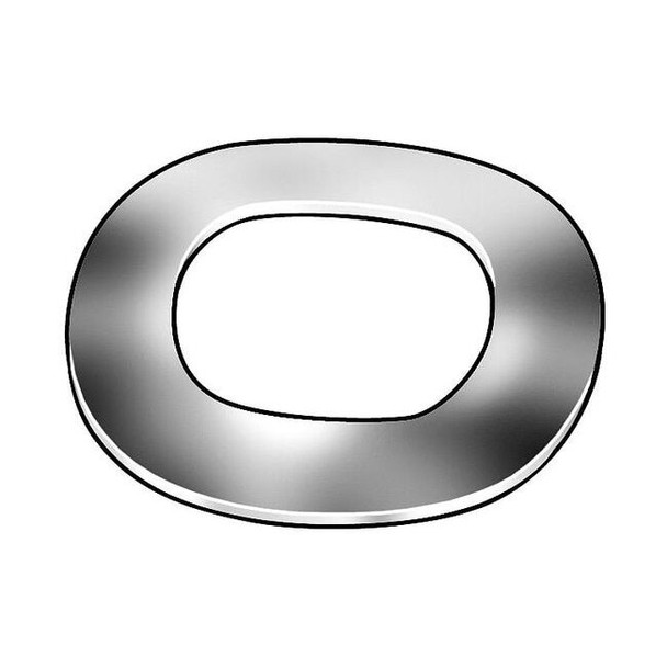 Wave Washer, Fits Bolt Size 1/4 in Spring Steel, Plain Finish, 50 PK