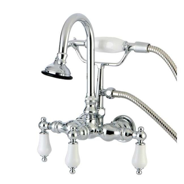 Wall-Mount Clawfoot Tub Faucet, Polished Chrome, Tub Wall Mount