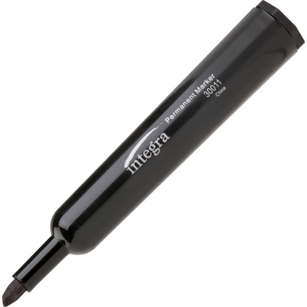 Integra Permanent Chisel Markers - Black Ink - Writing, Drawing - 12 / Dozen