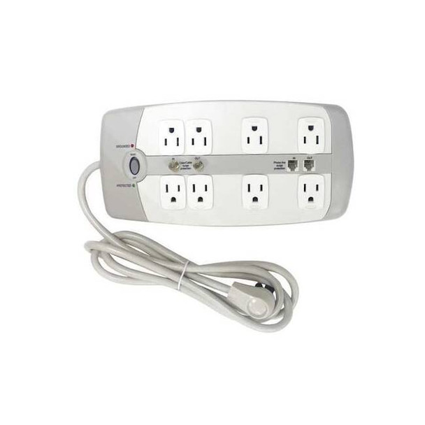 Manufacturer Varies Outlet Strip, Surge, 8 5-15R, 5-15P, 6 ft, White 52NY59