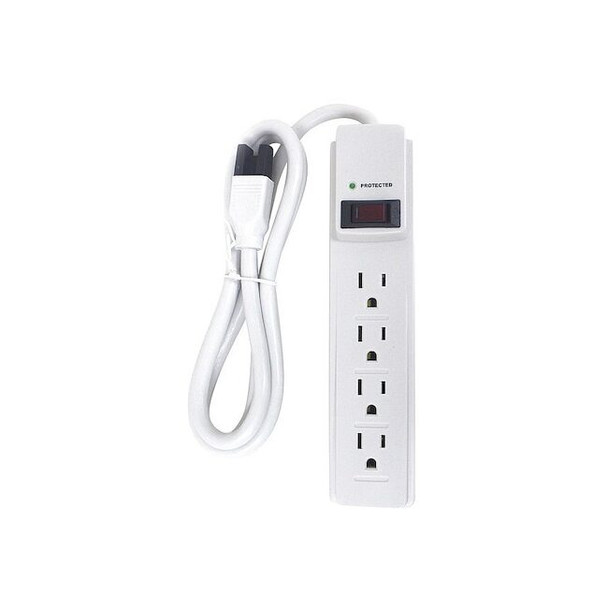Manufacturer Varies Outlet Strip, Surge, 4 5-15R, 5-15P, 4 ft., White 52NY67