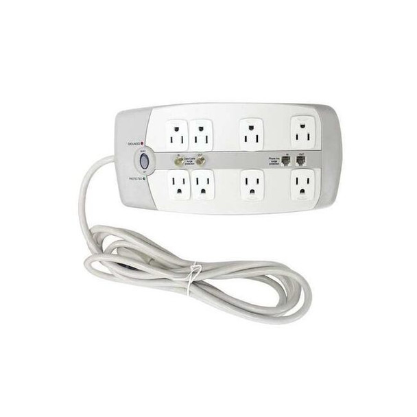 Manufacturer Varies Outlet Strip, Surge, 8 5-15R, 5-15P, 10 ft., White 52NY63