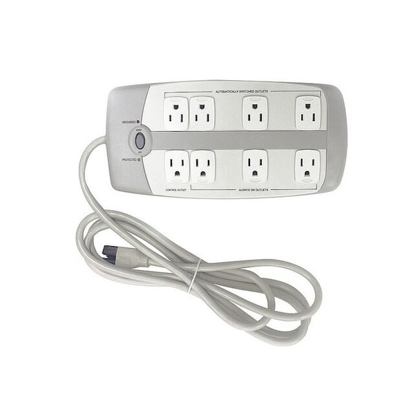 Manufacturer Varies Outlet Strip, Surge, 8 5-15R, 5-15P, 6 ft., Gray 52NY64