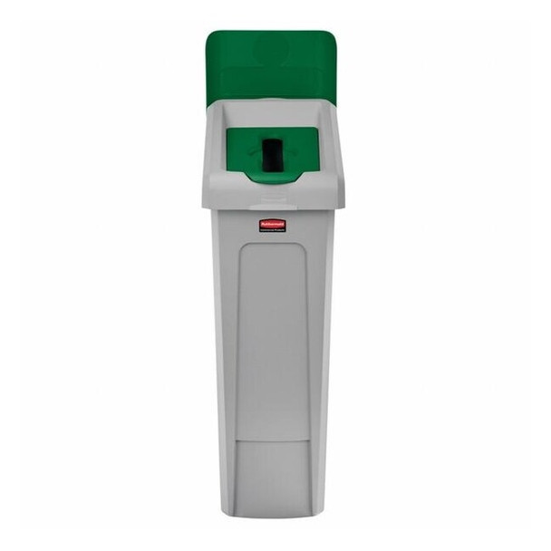 23 gal Rectangular Recycling Station, Flat with Top Opening, Green, 1 Openings