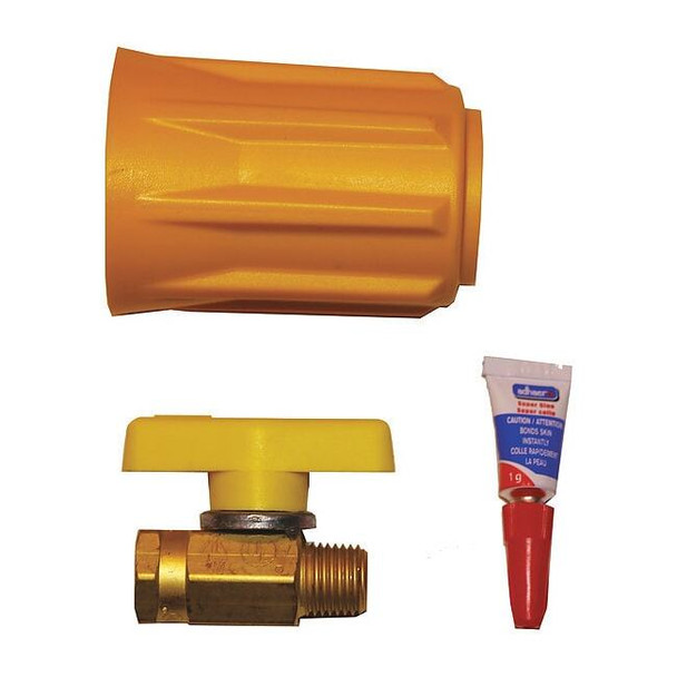 Ideal Warehouse Innovations Propane Valve,Plastic,Yellow,2" Dia. 70-1104