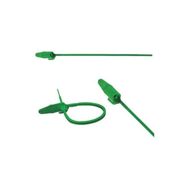 Pull Rip Molded Seals 8-1/2" x 9/64", Green, Pk250