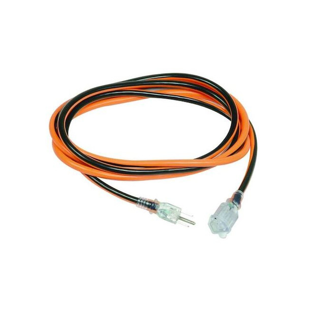SJTW Outdoor Extension Cord, 14 AWG 1 Outlet, 5-15R, PVC, Orange/Black, 5-15P