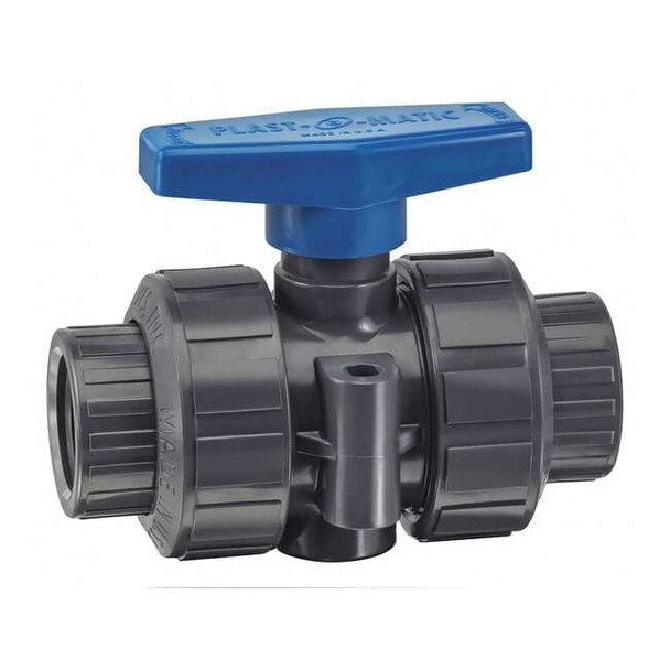 Plast-O-Matic Manual Ball Valve, PVC, 1", Fkm, Threaded MBV100VT-PV