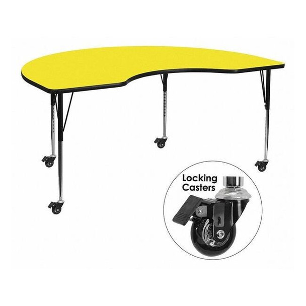 Kidney Activity Table, 48" W, 96" L, 30.5" H, Laminate, Yellow