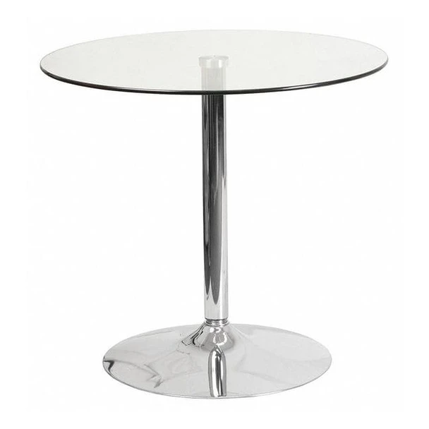 Round Cafe Table, 31.5" W, 31.5" L, 29" H, Glass Top, Clear