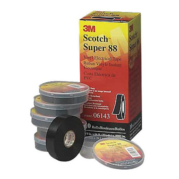 3m ElectricalTape,Black,36ydL,3/4inW,PK48 88-Super-3/4x36YD