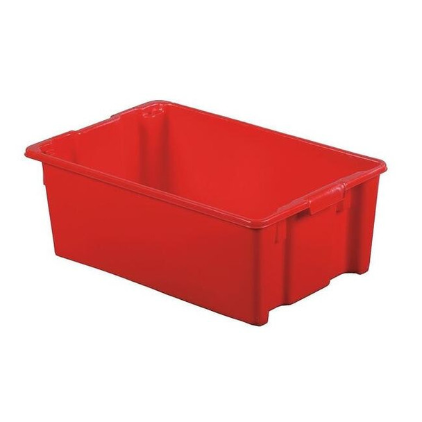 Hang & Stack Storage Bin, Plastic, Red, 10 1/2 in H, 18 3/4 in W, 28 1/2 in L