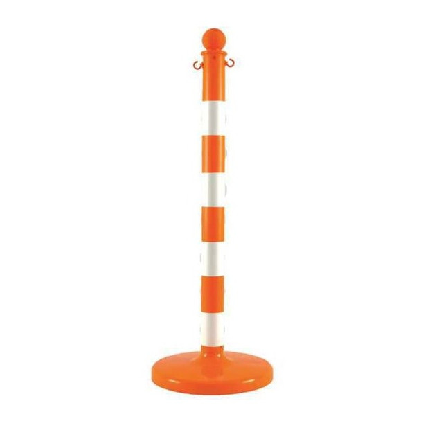 2.5" Diameter Striped Stanchion - Safety Orange / White, 6 pk