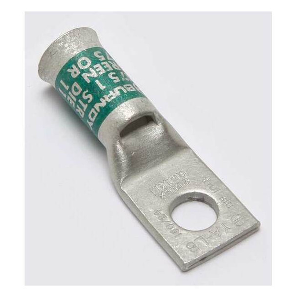One-Hole Compression Lug, 1 AWG Max, 5/16 in Stud, Short Barrel, Copper, Green