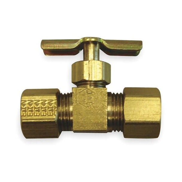 Hansen Needle Valve, Straight, Brass, 3/16 In, Tube A6763