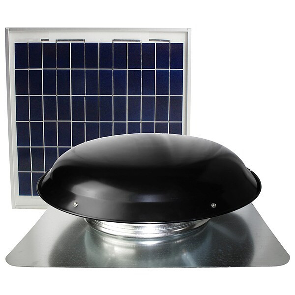 433 CFM Solar Powered Roof Mount Power Attic Ventilator with Panel in Black