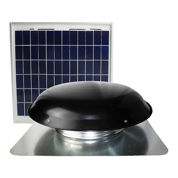 433 CFM Solar Powered Roof Mount Power Attic Ventilator with Panel in Black