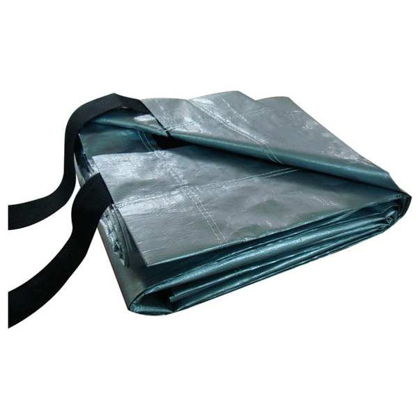 Heavy Duty Tarp, 59 ft 6 in x 47 ft 8 in, 12 Mil, Silver/Black, Polyethylene