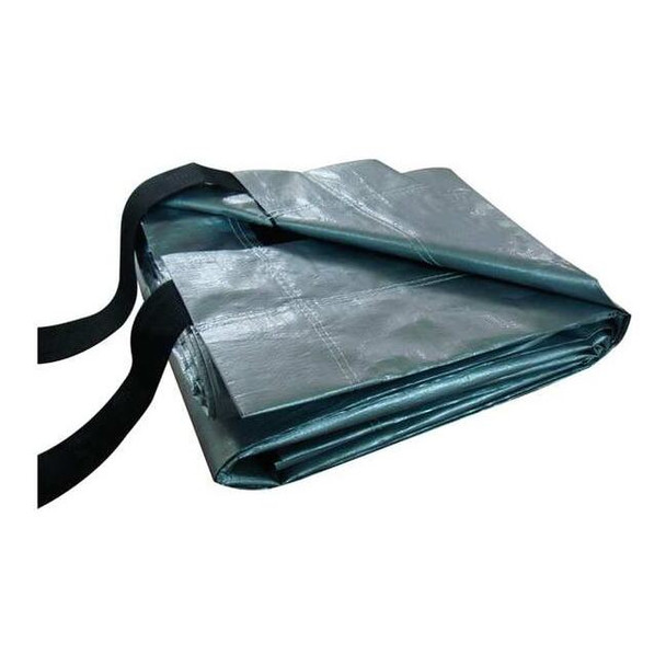 Heavy Duty Tarp, 59 ft 6 in x 47 ft 8 in, 12 Mil, Silver/Black, Polyethylene