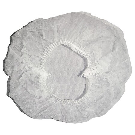 Condor Bouffant Cap, Polypropylene, 21 in Dia., White, 1000 PK 819T07